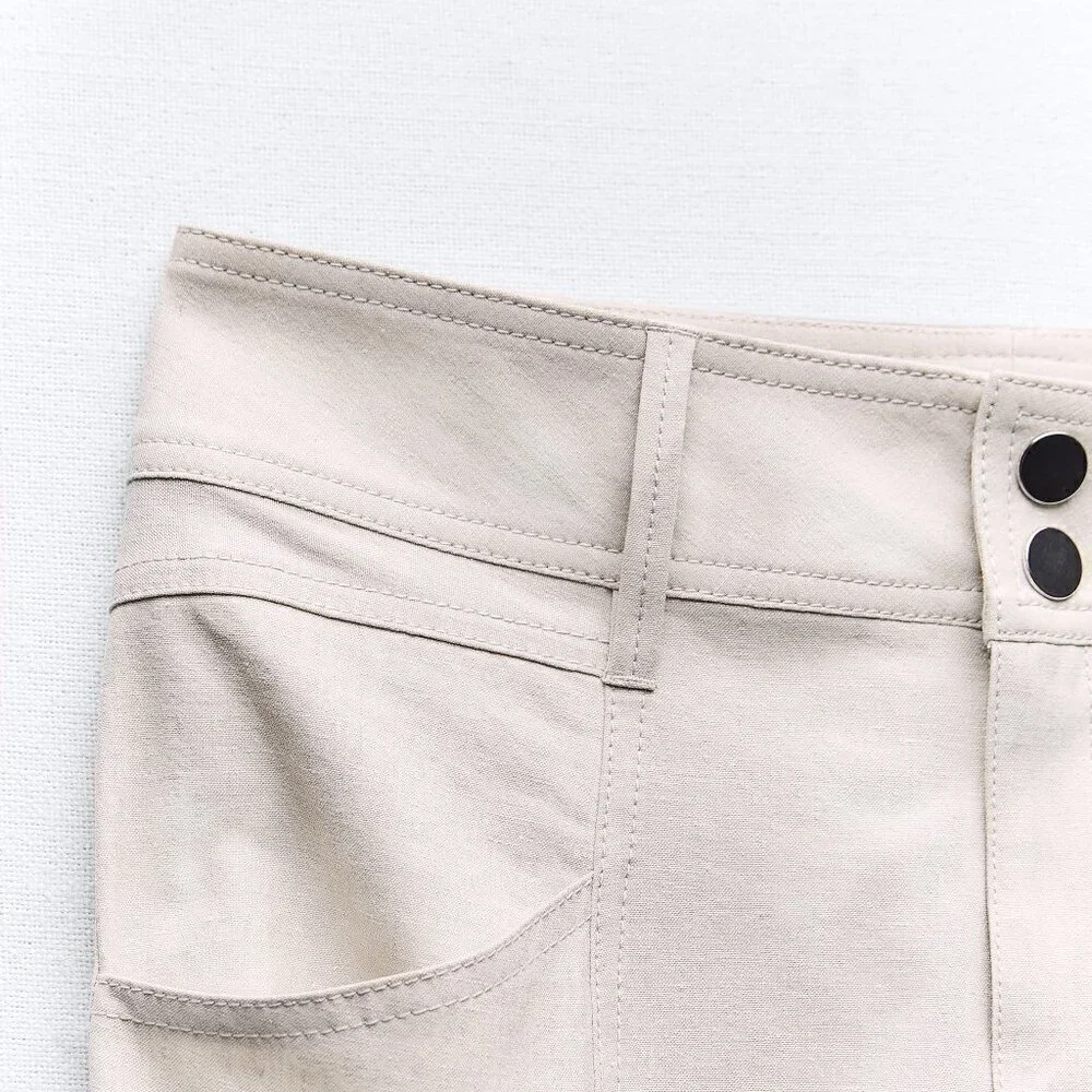 ZARA LINEN BLEND CARGO PANTS LIMITED EDITION